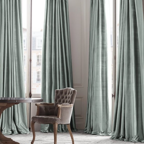 Double Rideau En Soie Thaï Doré Restoration Hardware - Doublé, Dimensions 100x96 Pouces, Nettoyé à Sec